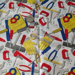 Cotton Fabric With Tools Print
